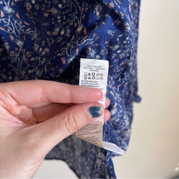 Lucky Brand Blue Boho Keyhole Self Tie Top Large - Picture 8 of 10